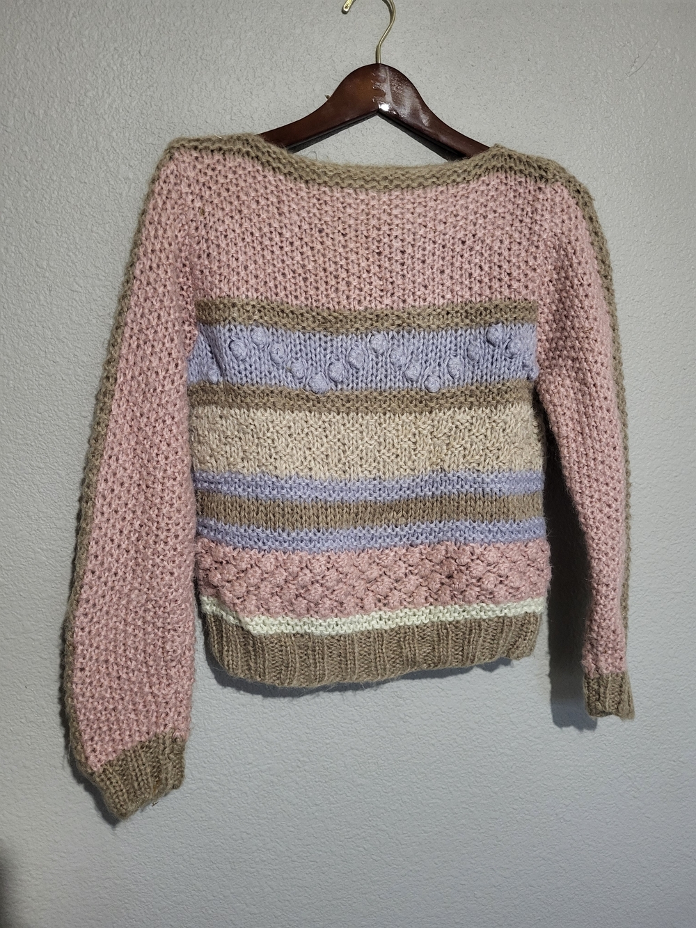 Jennifer Reed VTG Striped Pastel Knit Crewneck Sweater - Pink & Lavender Small